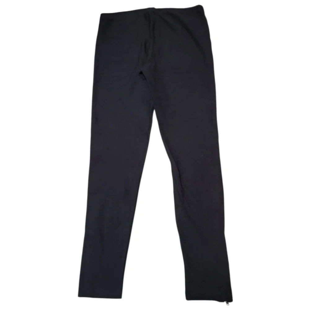 H&M Black Leggings with Gold Zip-Hem Detail - Size M
